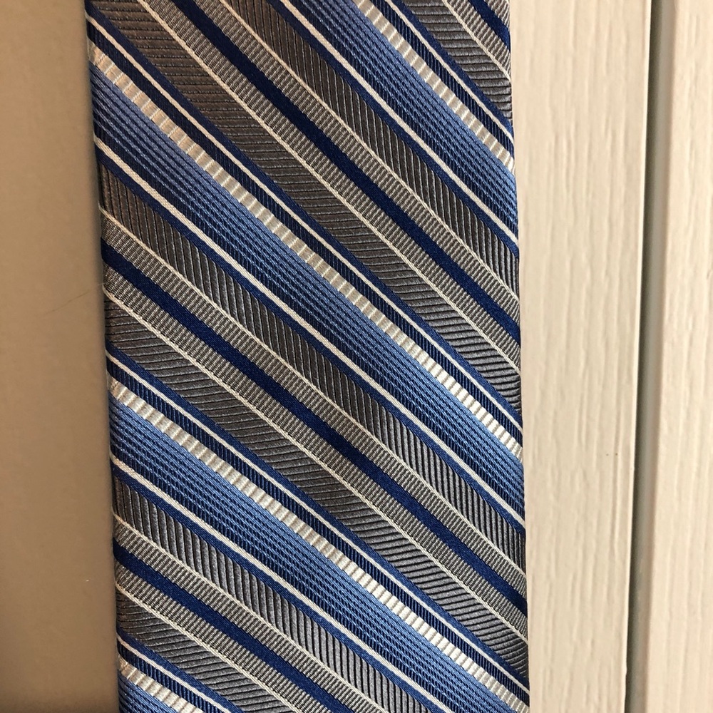 BUY 2 GET 3rd FREE Gray and blue silk tie